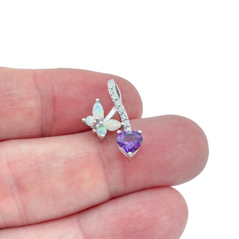 Vintage Sterling Silver 925 Opal Amethyst Topaz Pendant